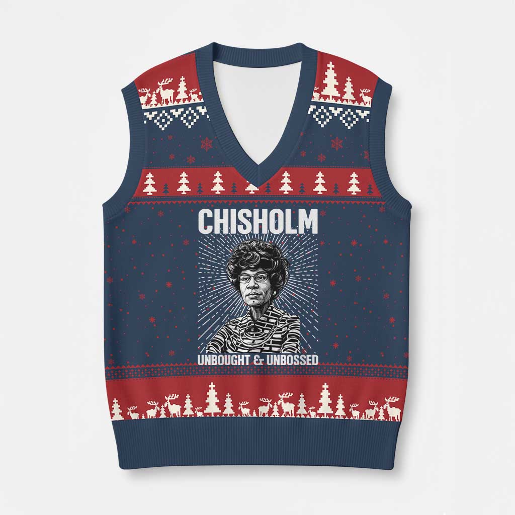 Shirley Chisholm Unbought And Unbossed Feminist V-Neck Knit Sweater Vest TS12 Navy Red Print Your Wear