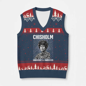 Shirley Chisholm Unbought And Unbossed Feminist V-Neck Knit Sweater Vest TS12 Navy Red Print Your Wear