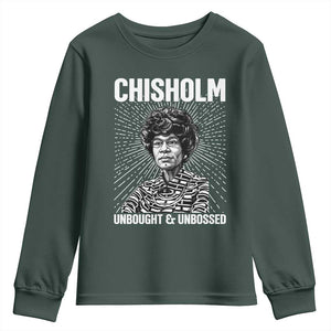 Shirley Chisholm Unbought And Unbossed Feminist Youth Sweatshirt TS12 Dark Forest Green Print Your Wear