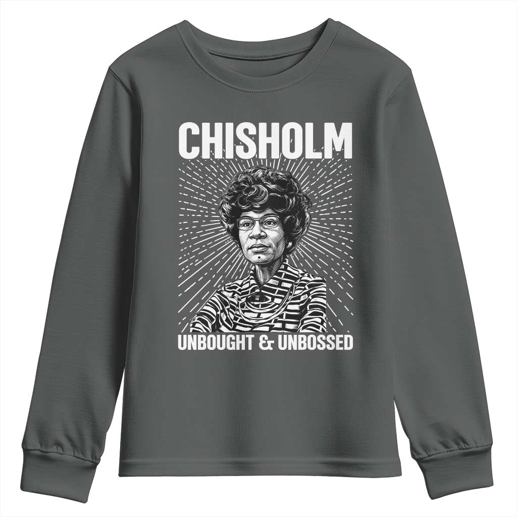 Shirley Chisholm Unbought And Unbossed Feminist Youth Sweatshirt TS12 Dark Heather Print Your Wear