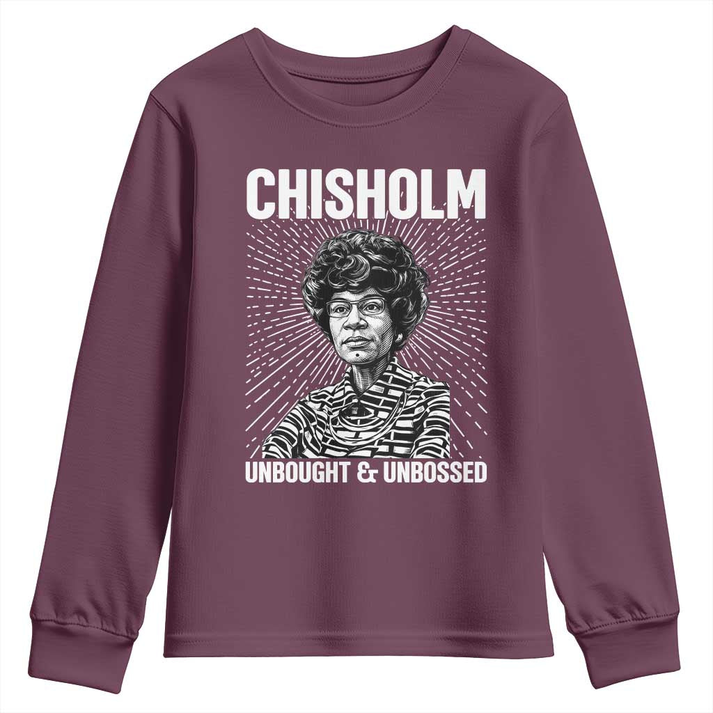 Shirley Chisholm Unbought And Unbossed Feminist Youth Sweatshirt TS12 Maroon Print Your Wear