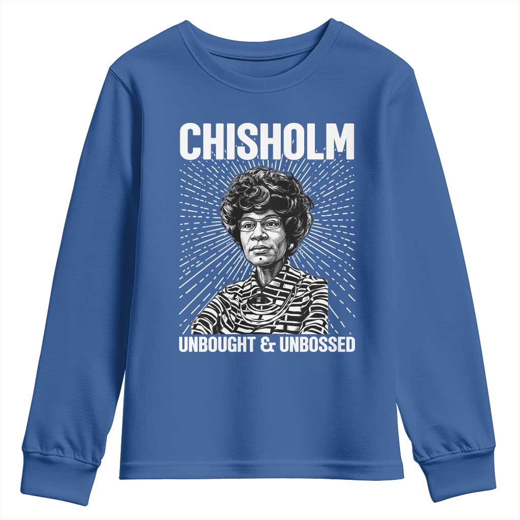 Shirley Chisholm Unbought And Unbossed Feminist Youth Sweatshirt TS12 Royal Blue Print Your Wear