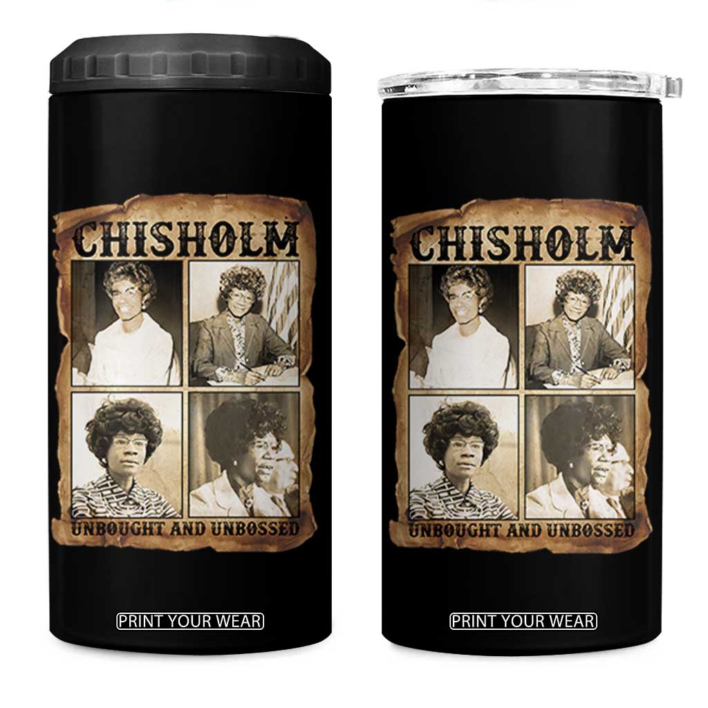 Vintage Shirley Chisholm Unbought And Unbossed 4 in 1 Can Cooler Tumbler Womens History Month TS12 One Size: 16 oz Black Print Your Wear