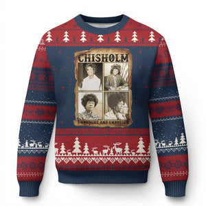 Vintage Shirley Chisholm Unbought And Unbossed Ugly Christmas Sweater Womens History Month TS12 Navy Red Print Your Wear