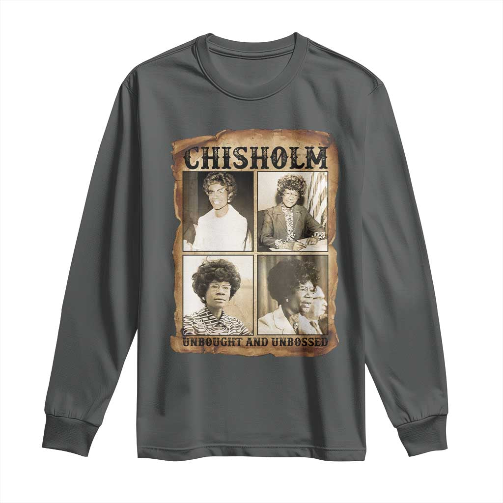 Vintage Shirley Chisholm Unbought And Unbossed Long Sleeve Shirt Womens History Month TS12 Dark Heather Print Your Wear