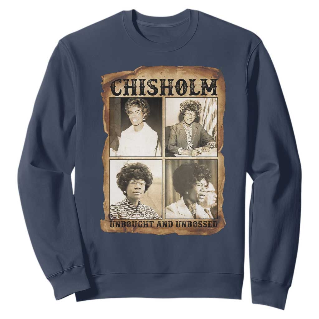 Vintage Shirley Chisholm Unbought And Unbossed Sweatshirt Womens History Month TS12 Navy Print Your Wear