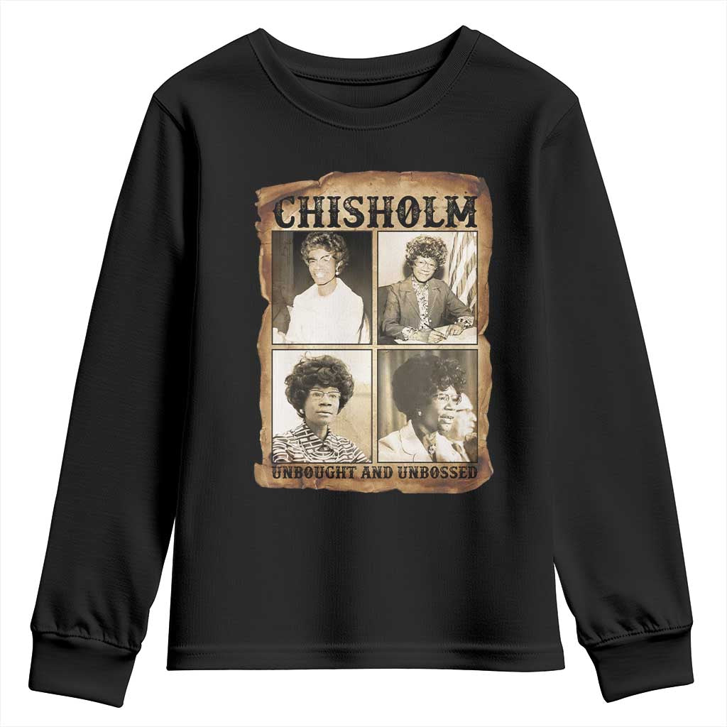Vintage Shirley Chisholm Unbought And Unbossed Youth Sweatshirt Womens History Month TS12 Black Print Your Wear