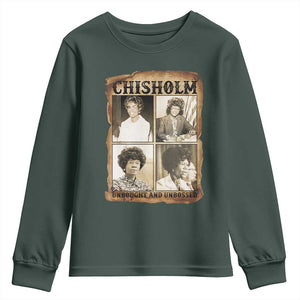 Vintage Shirley Chisholm Unbought And Unbossed Youth Sweatshirt Womens History Month TS12 Dark Forest Green Print Your Wear