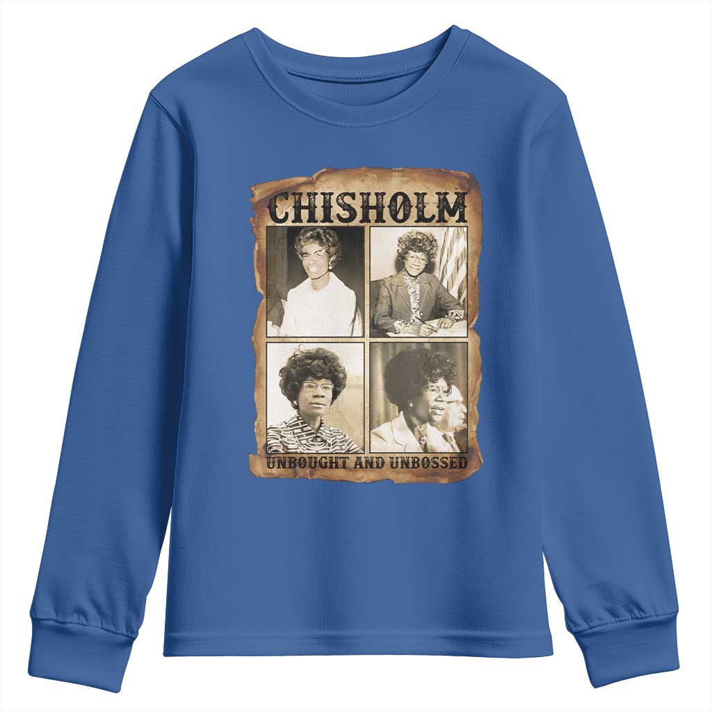 Vintage Shirley Chisholm Unbought And Unbossed Youth Sweatshirt Womens History Month TS12 Royal Blue Print Your Wear
