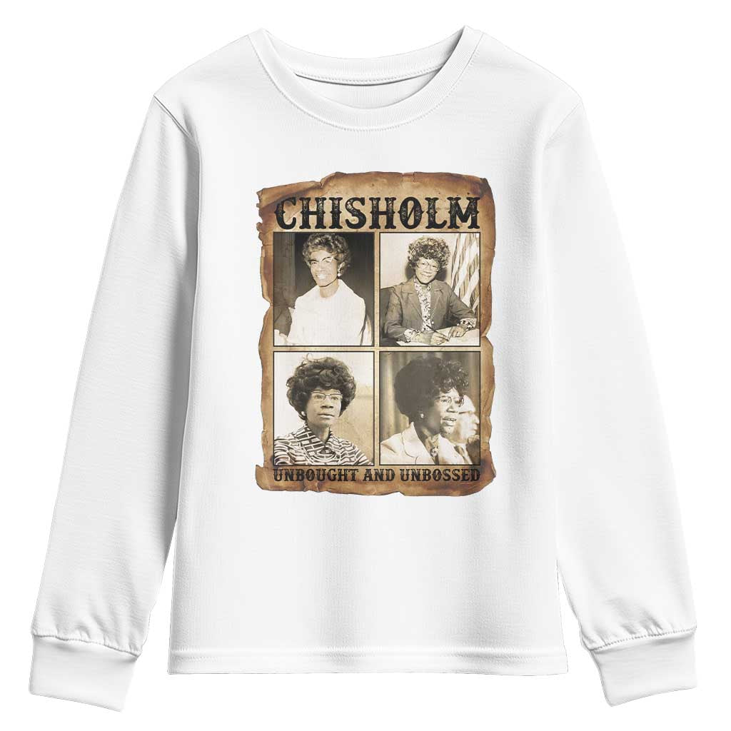 Vintage Shirley Chisholm Unbought And Unbossed Youth Sweatshirt Womens History Month TS12 White Print Your Wear