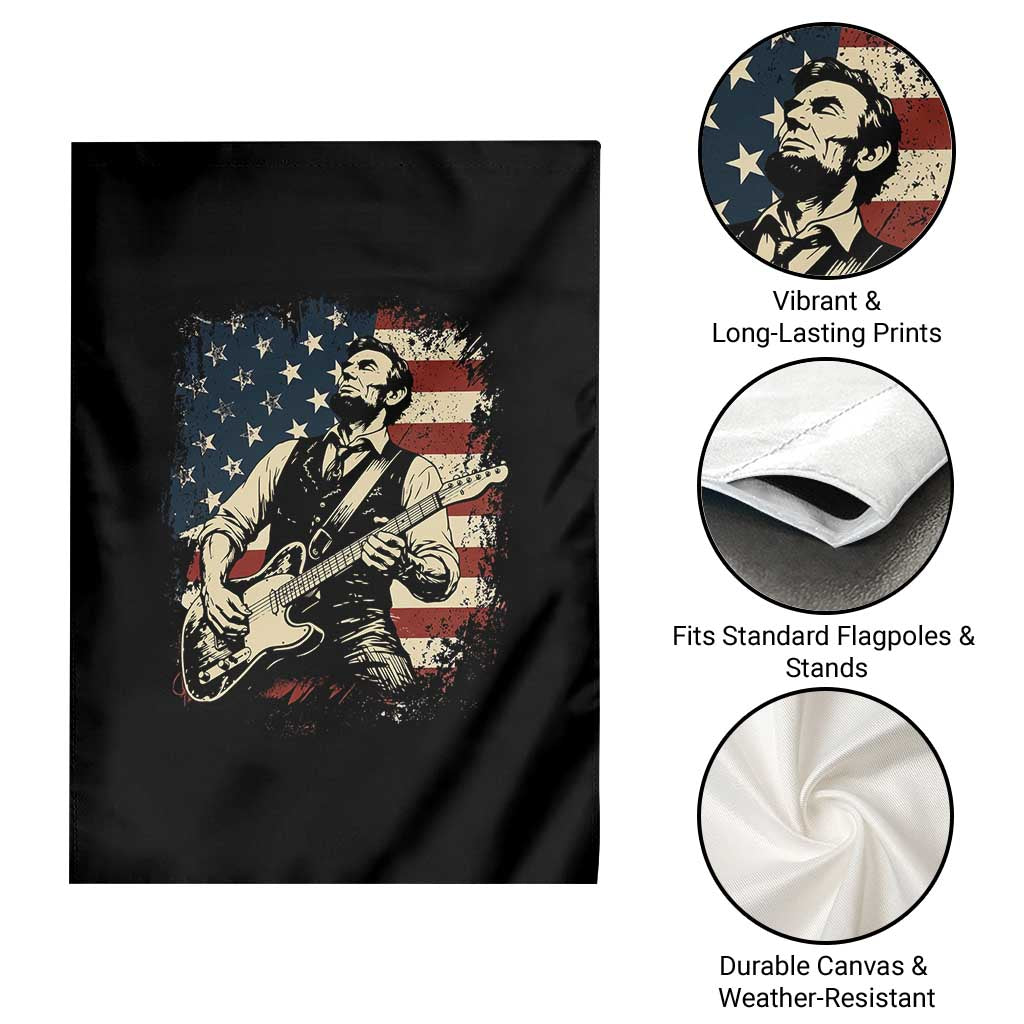 Vintage Abraham Lincoln Playing Electric Guitar Garden Flag Patriotic Rocker Gift TS12 Print Your Wear