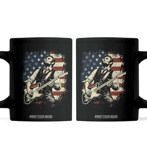 Vintage Abraham Lincoln Playing Electric Guitar Coffee Mug Patriotic Rocker Gift TS12 Black Print Your Wear