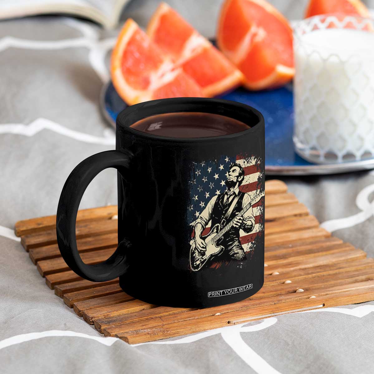 Vintage Abraham Lincoln Playing Electric Guitar Coffee Mug Patriotic Rocker Gift TS12 Print Your Wear
