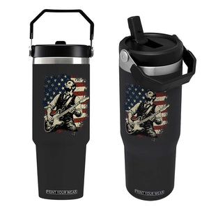 Vintage Abraham Lincoln Playing Electric Guitar Flip Straw Tumbler Patriotic Rocker Gift TS12 One Size: 30 oz Black Print Your Wear