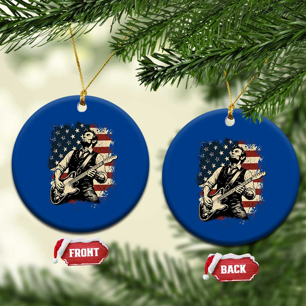 Vintage Abraham Lincoln Playing Electric Guitar Ceramic Ornament Patriotic Rocker Gift TS12 1pc Blue Print Your Wear