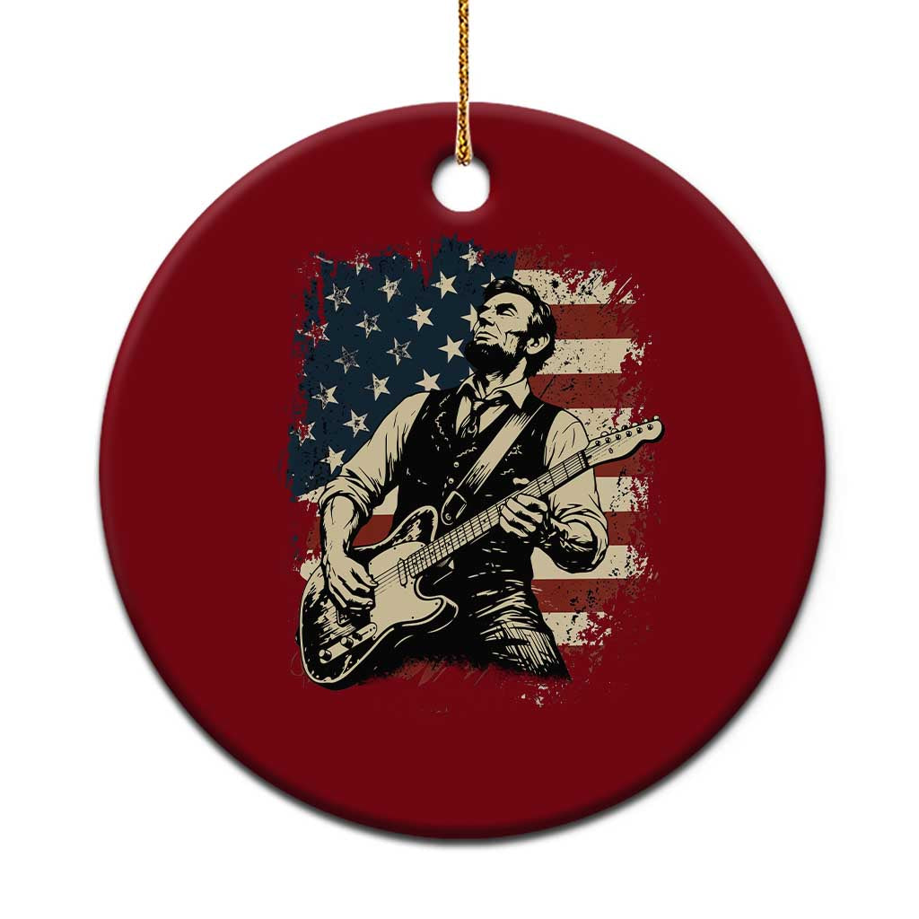Vintage Abraham Lincoln Playing Electric Guitar Ceramic Ornament Patriotic Rocker Gift TS12 1pc Red Print Your Wear