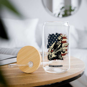 Vintage Abraham Lincoln Playing Electric Guitar Glass Can Patriotic Rocker Gift TS12 Print Your Wear