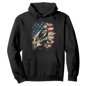 Vintage Abraham Lincoln Playing Electric Guitar Hoodie Patriotic Rocker Gift TS12 Black Print Your Wear