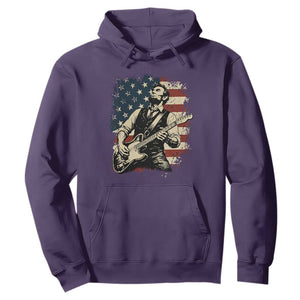 Vintage Abraham Lincoln Playing Electric Guitar Hoodie Patriotic Rocker Gift TS12 Purple Print Your Wear
