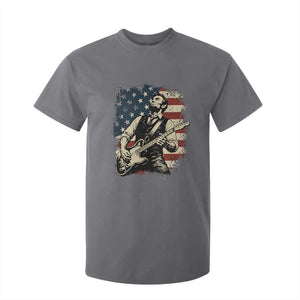 Vintage Abraham Lincoln Playing Electric Guitar T Shirt For Kid Patriotic Rocker Gift TS12 Charcoal Print Your Wear