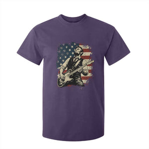 Vintage Abraham Lincoln Playing Electric Guitar T Shirt For Kid Patriotic Rocker Gift TS12 Purple Print Your Wear
