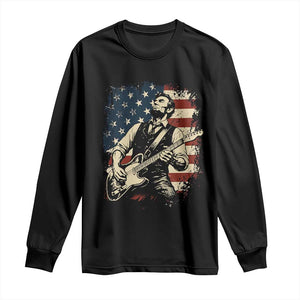 Vintage Abraham Lincoln Playing Electric Guitar Long Sleeve Shirt Patriotic Rocker Gift TS12 Black Print Your Wear