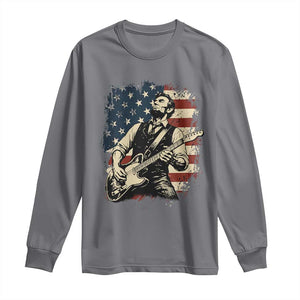 Vintage Abraham Lincoln Playing Electric Guitar Long Sleeve Shirt Patriotic Rocker Gift TS12 Charcoal Print Your Wear