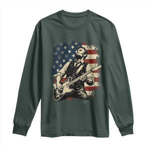 Vintage Abraham Lincoln Playing Electric Guitar Long Sleeve Shirt Patriotic Rocker Gift TS12 Dark Forest Green Print Your Wear