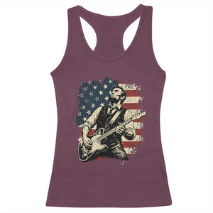 Vintage Abraham Lincoln Playing Electric Guitar Racerback Tank Top Patriotic Rocker Gift TS12 Maroon Print Your Wear