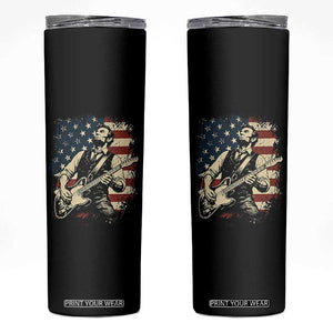 Vintage Abraham Lincoln Playing Electric Guitar Skinny Tumbler Patriotic Rocker Gift TS12 Black Print Your Wear