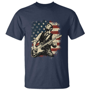 Vintage Abraham Lincoln Playing Electric Guitar T Shirt Patriotic Rocker Gift TS12 Navy Print Your Wear