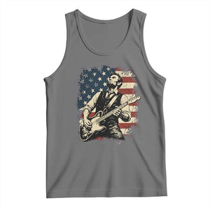 Vintage Abraham Lincoln Playing Electric Guitar Tank Top Patriotic Rocker Gift TS12 Black Heather Print Your Wear