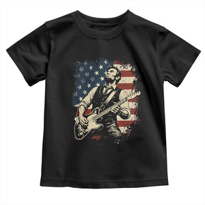 Vintage Abraham Lincoln Playing Electric Guitar Toddler T Shirt Patriotic Rocker Gift TS12 Black Print Your Wear