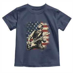 Vintage Abraham Lincoln Playing Electric Guitar Toddler T Shirt Patriotic Rocker Gift TS12 Navy Print Your Wear
