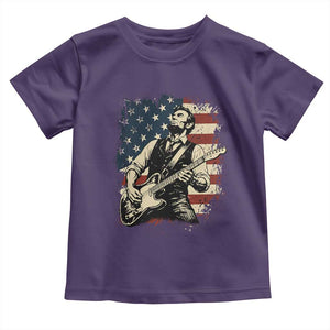 Vintage Abraham Lincoln Playing Electric Guitar Toddler T Shirt Patriotic Rocker Gift TS12 Purple Print Your Wear