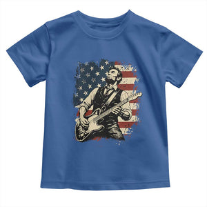 Vintage Abraham Lincoln Playing Electric Guitar Toddler T Shirt Patriotic Rocker Gift TS12 Royal Blue Print Your Wear