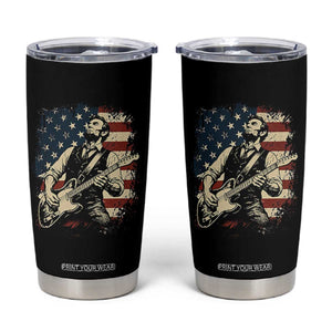 Vintage Abraham Lincoln Playing Electric Guitar Tumbler Cup Patriotic Rocker Gift TS12 Black Print Your Wear