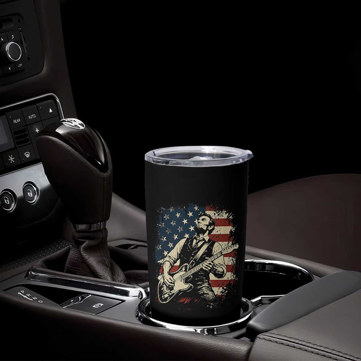 Vintage Abraham Lincoln Playing Electric Guitar Tumbler Cup Patriotic Rocker Gift TS12 Print Your Wear
