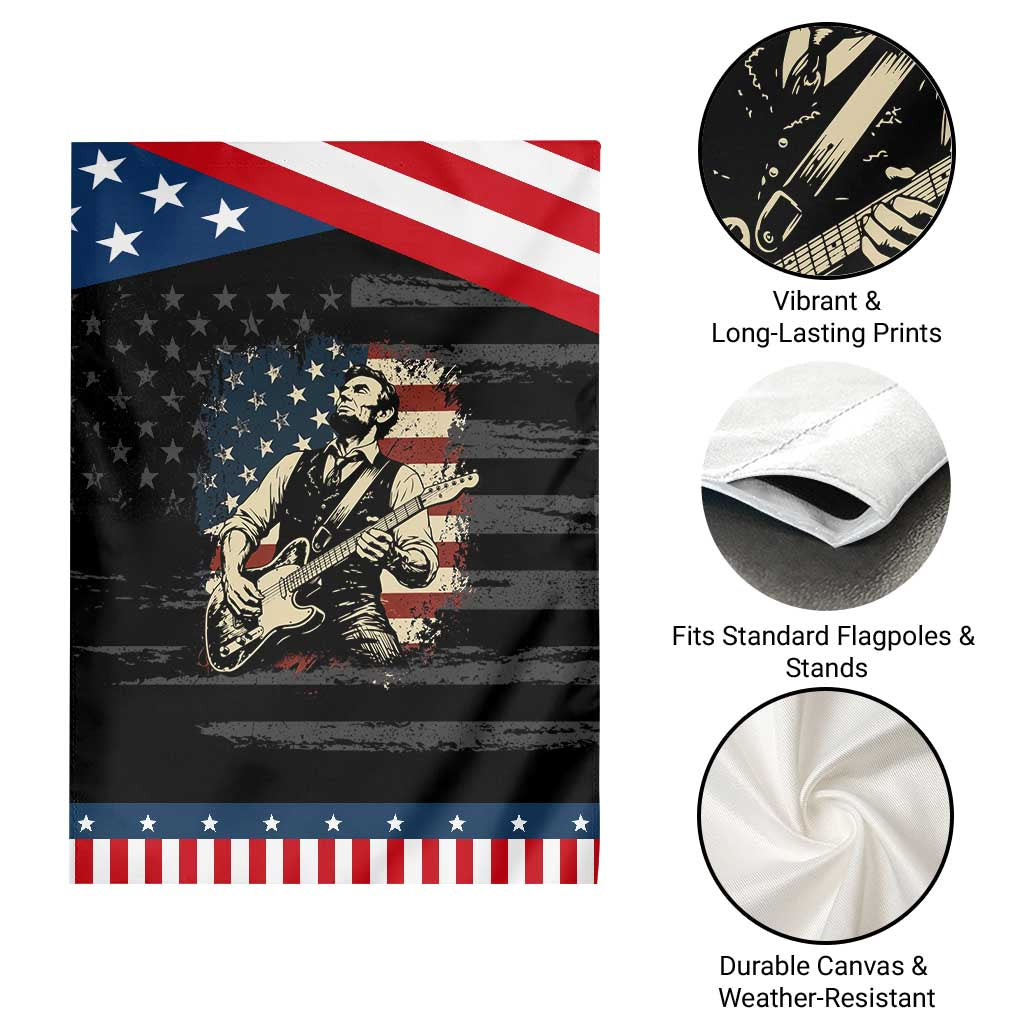 Vintage Abraham Lincoln Playing Electric Guitar Garden Flag Patriotic Rocker Gift TS12 Print Your Wear