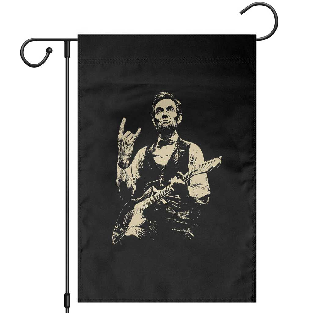 Rock And Roll Abraham Lincoln Playing Guitar Garden Flag Vintage Patriotic Music Gift TS12 Black Print Your Wear