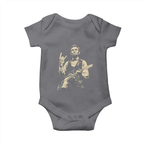 Rock And Roll Abraham Lincoln Playing Guitar Baby Onesie Vintage Patriotic Music Gift TS12 Charcoal Print Your Wear