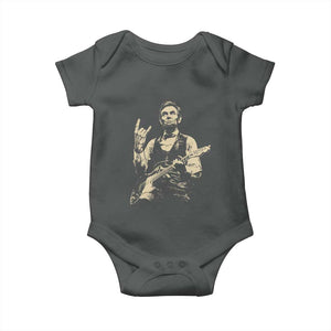 Rock And Roll Abraham Lincoln Playing Guitar Baby Onesie Vintage Patriotic Music Gift TS12 Dark Heather Print Your Wear