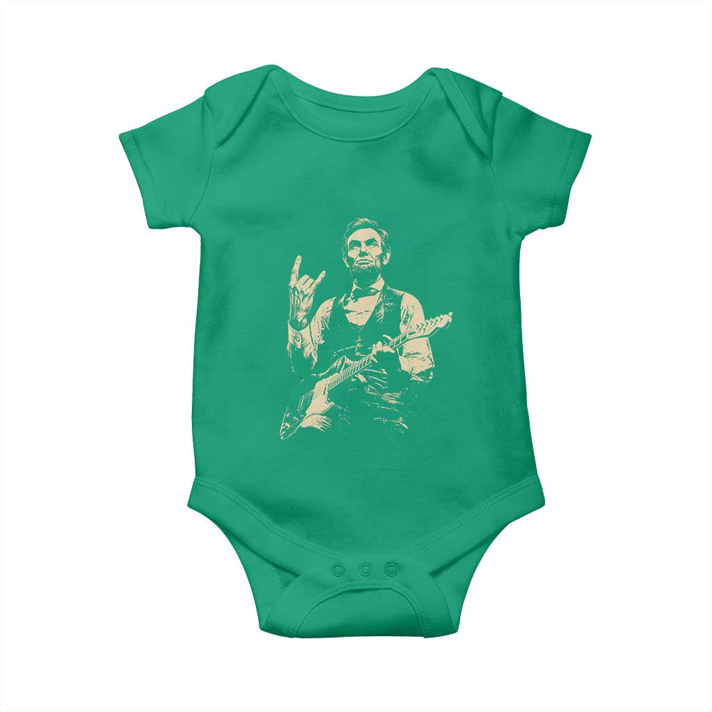 Rock And Roll Abraham Lincoln Playing Guitar Baby Onesie Vintage Patriotic Music Gift TS12 Irish Green Print Your Wear