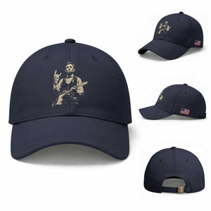 Rock And Roll Abraham Lincoln Playing Guitar Baseball Cap Vintage Patriotic Music Gift TS12 Baseball Cap Universal Fit Navy Print Your Wear