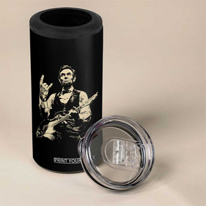 Rock And Roll Abraham Lincoln Playing Guitar 4 in 1 Can Cooler Tumbler Vintage Patriotic Music Gift TS12 Print Your Wear