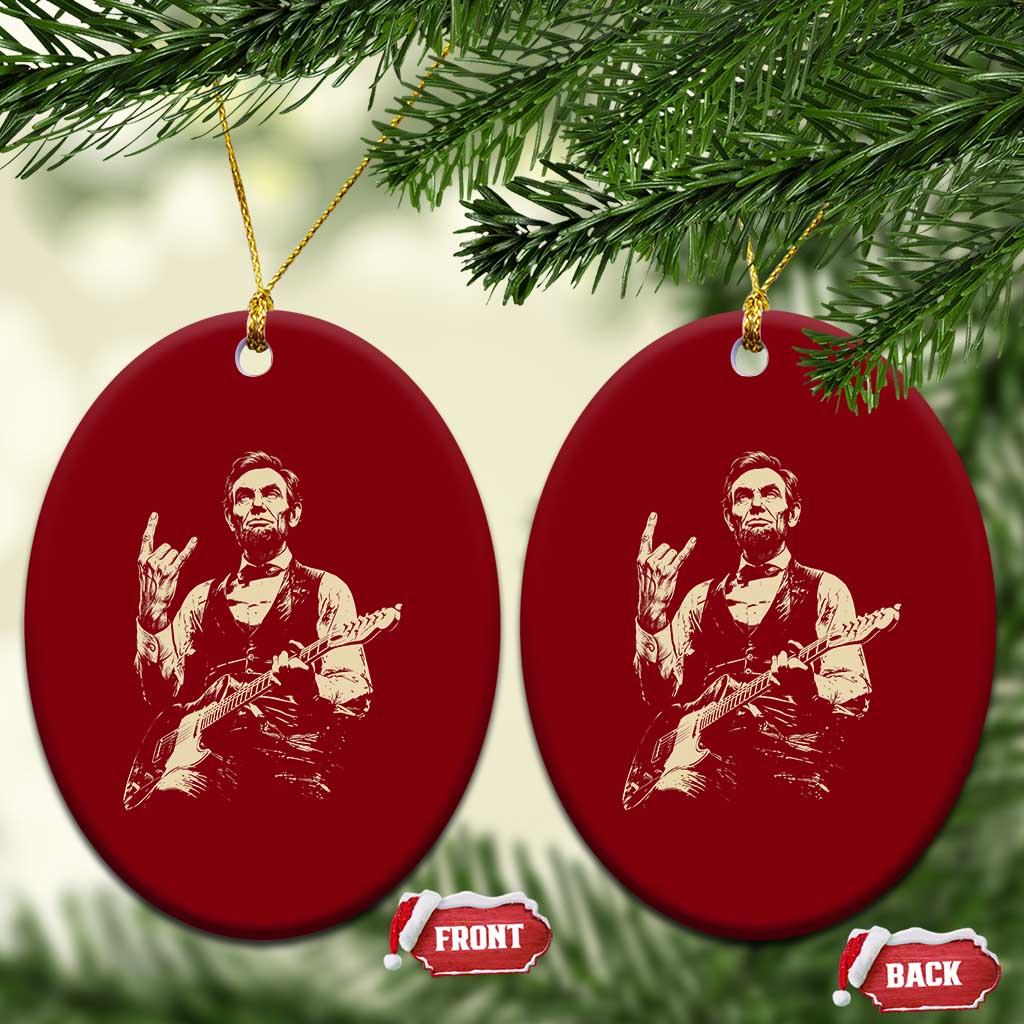 Rock And Roll Abraham Lincoln Playing Guitar Ceramic Ornament Vintage Patriotic Music Gift TS12 Print Your Wear