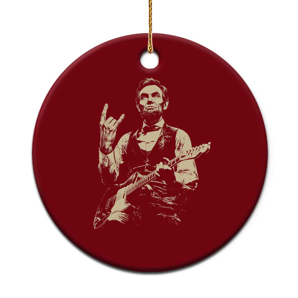 Rock And Roll Abraham Lincoln Playing Guitar Ceramic Ornament Vintage Patriotic Music Gift TS12 1pc Red Print Your Wear
