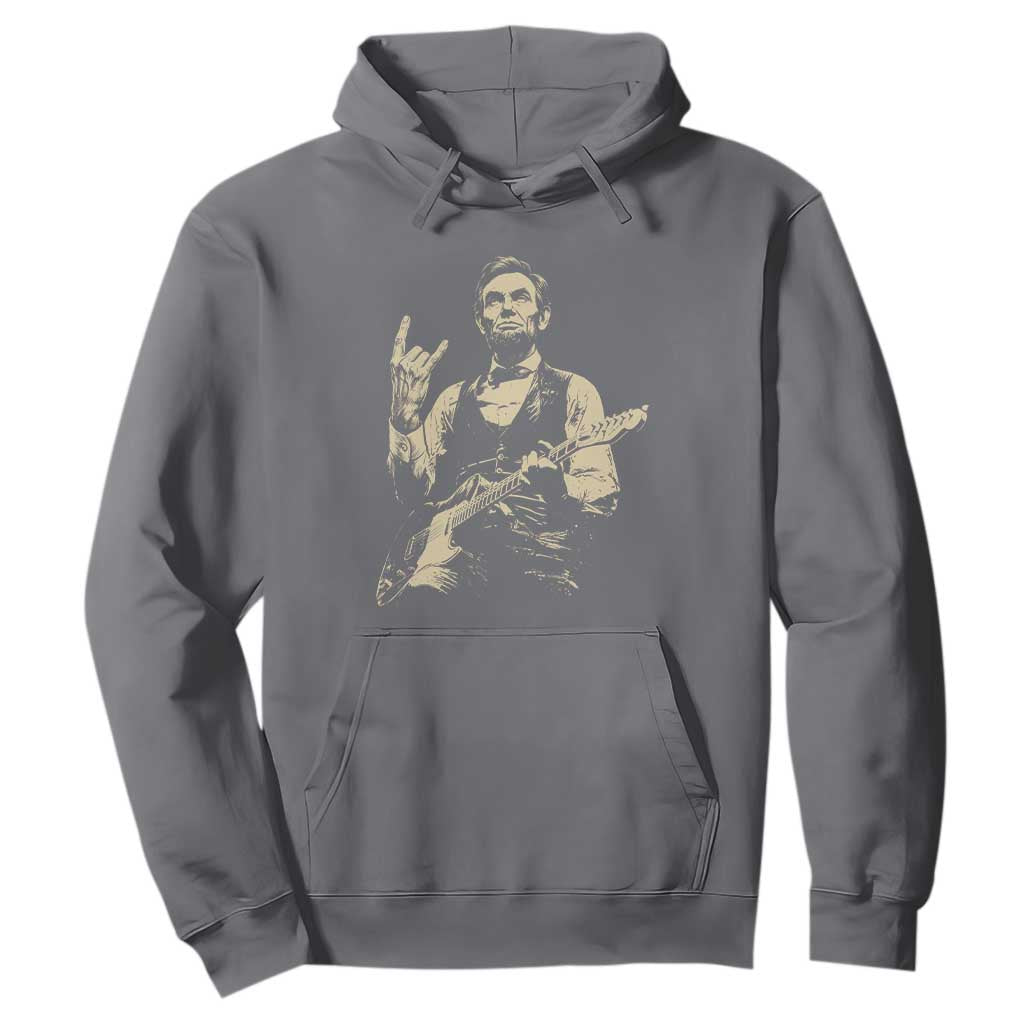 Rock And Roll Abraham Lincoln Playing Guitar Hoodie Vintage Patriotic Music Gift TS12 Charcoal Print Your Wear