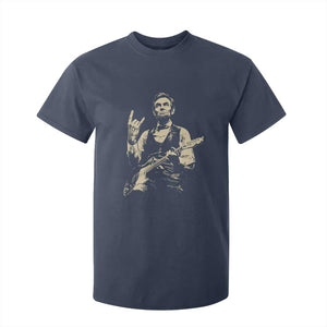 Rock And Roll Abraham Lincoln Playing Guitar T Shirt For Kid Vintage Patriotic Music Gift TS12 Navy Print Your Wear