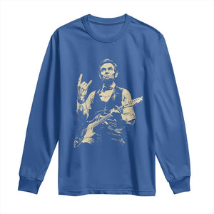 Rock And Roll Abraham Lincoln Playing Guitar Long Sleeve Shirt Vintage Patriotic Music Gift TS12 Royal Blue Print Your Wear